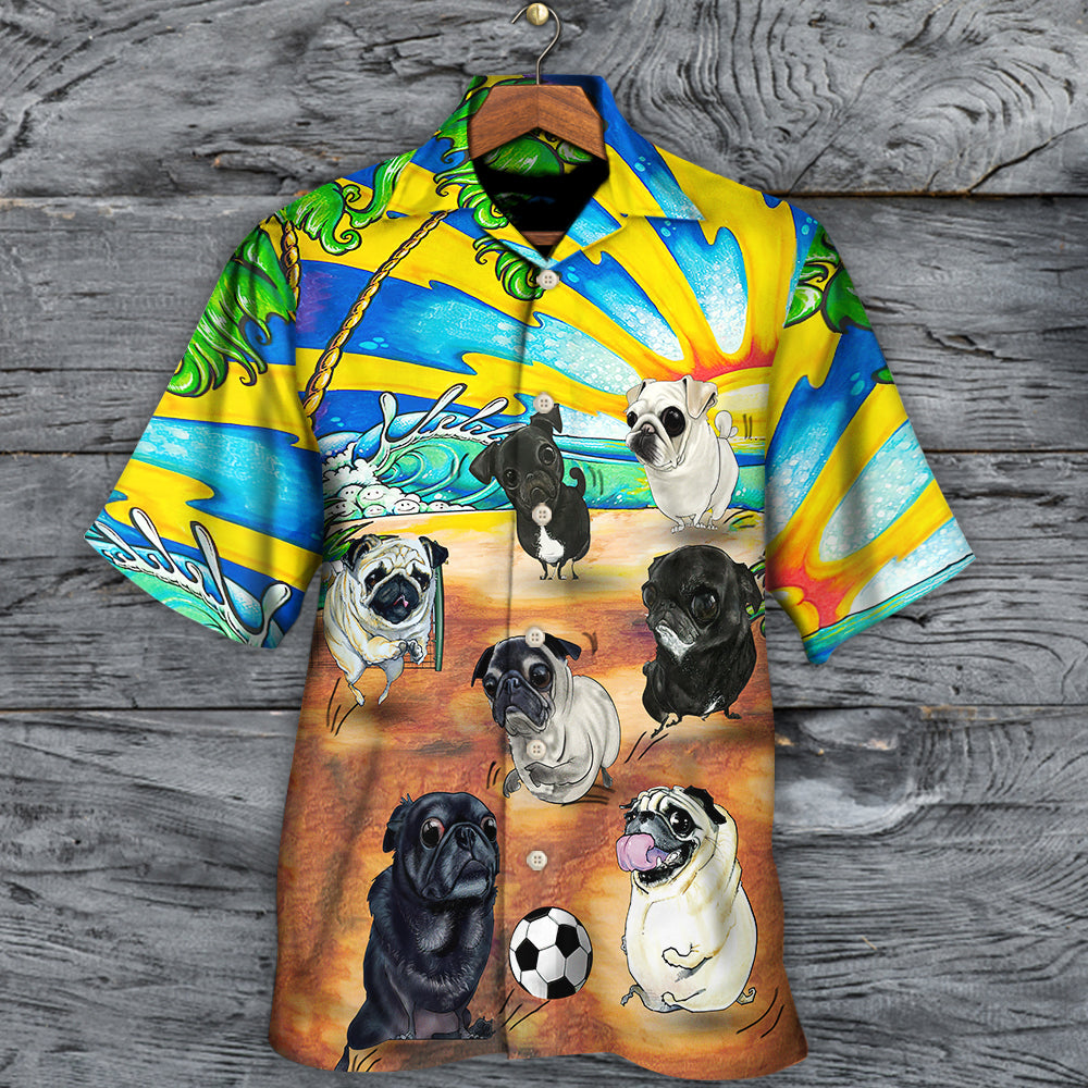 Soccer Beach Sports Pug Dog Beach - Hawaiian Shirt - Owls Matrix LTD