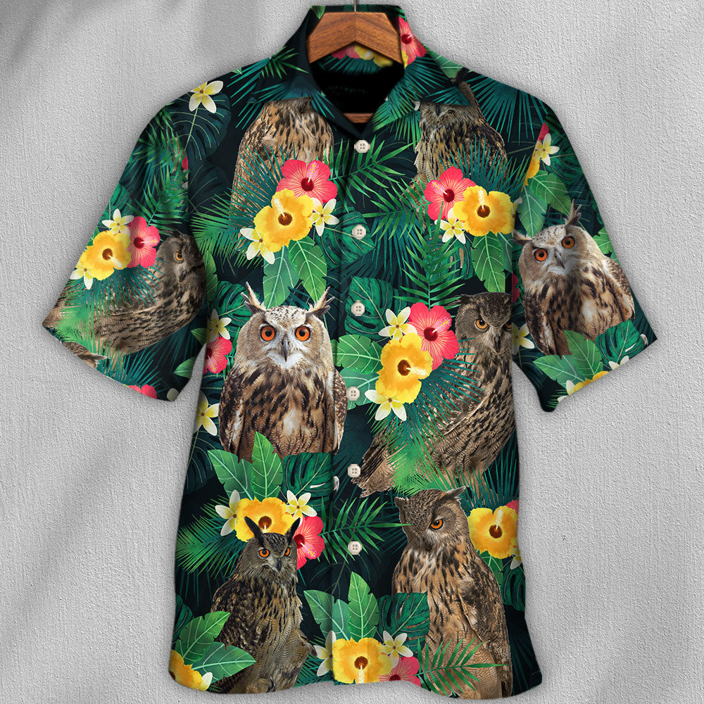 Owl Tropical Summer Floral Vibes - Hawaiian Shirt - Owls Matrix LTD