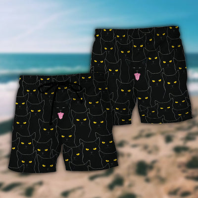 Black Cat Lovely Looking At You - Beach Short - Owls Matrix LTD