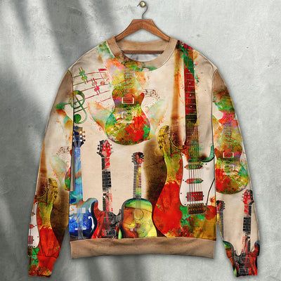 Guitar Abstract Guitar Colorful Art Style - Sweater - Ugly Christmas Sweaters - Owls Matrix LTD