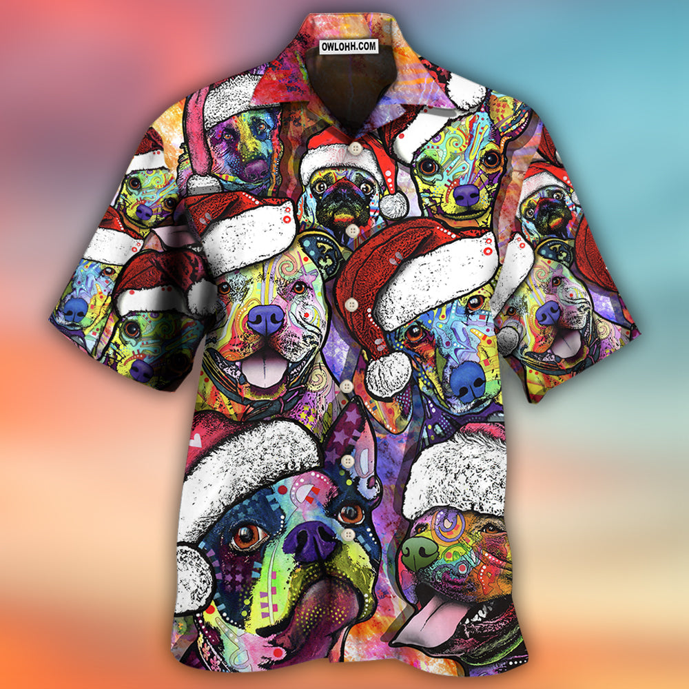 Dog Christmas Colorful Art Style - Hawaiian Shirt - Owls Matrix LTD