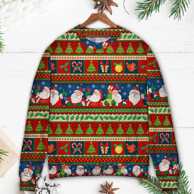 Christmas Santa Claus Happy Xmas - Sweater - Ugly Christmas Sweaters - Owls Matrix LTD