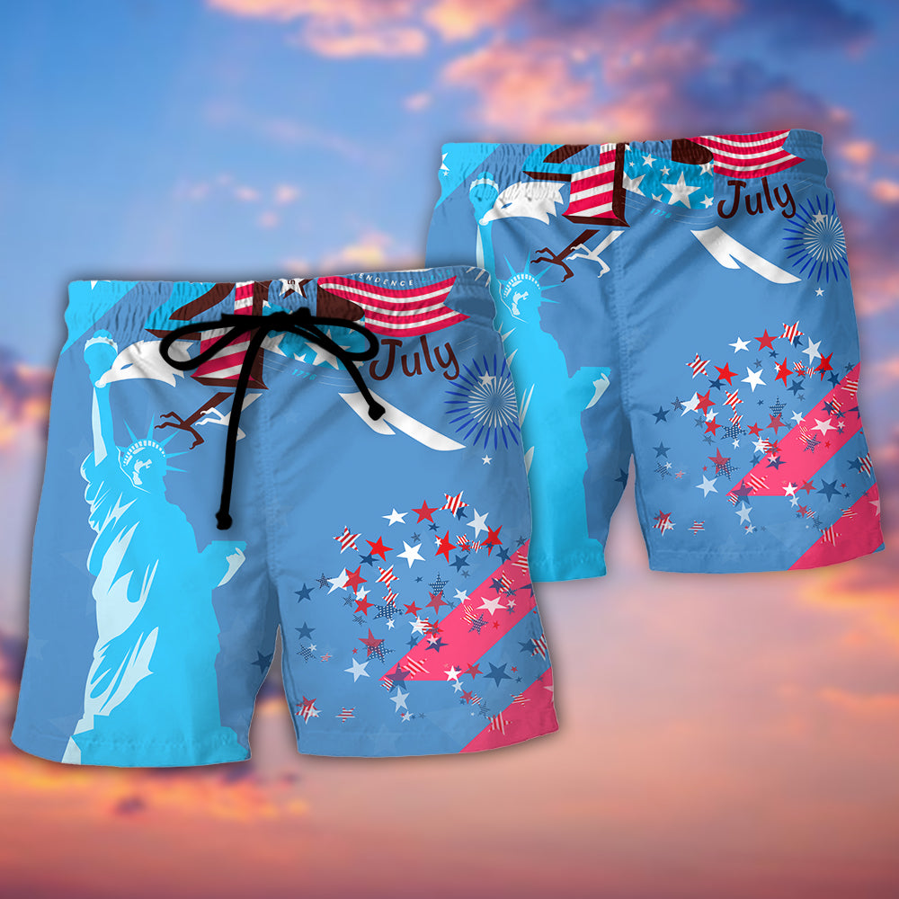America Independence Happy Day Fourth Of July - Beach Short - Owls Matrix LTD