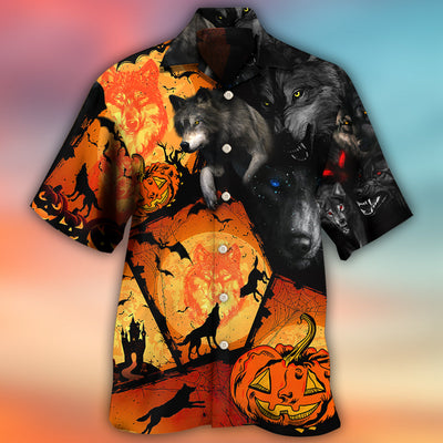 Halloween Wolf Pumpkin Scary - Hawaiian Shirt - Owls Matrix LTD