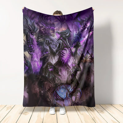 Skull Dragon Love Life Purple - Flannel Blanket - Owls Matrix LTD