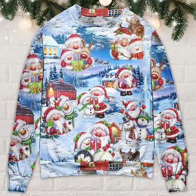 Santa And Snowman Christmas Holiday - Sweater - Ugly Christmas Sweaters - Owls Matrix LTD