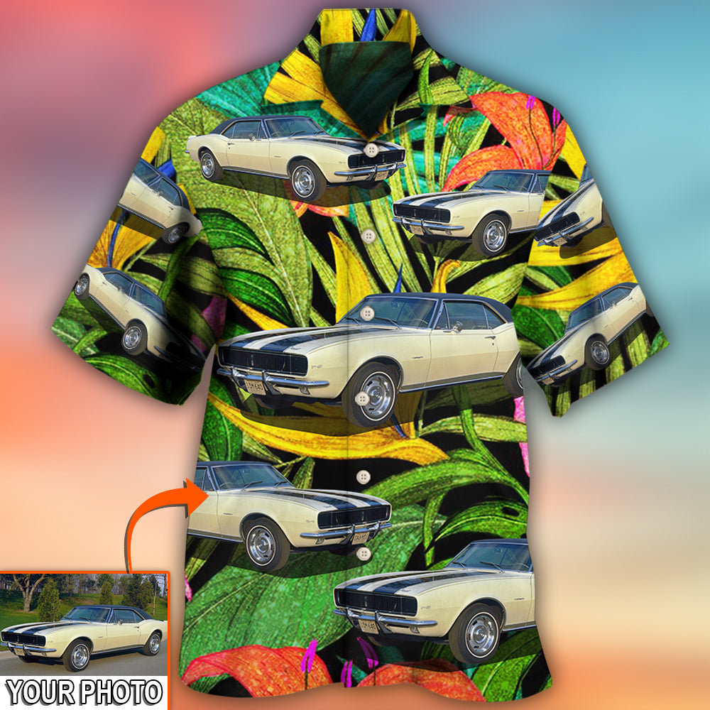 Car Camaro Car Classic Style Tropical Flower Custom Photo - Hawaiian Shirt - Owls Matrix LTD