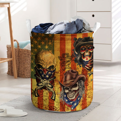 Skull Cowboy America Retro - Laundry Basket - Owls Matrix LTD