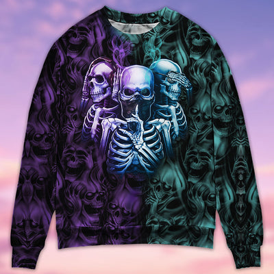 Skull Neither Hear Nor See - Sweater - Ugly Christmas Sweaters - Owls Matrix LTD