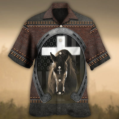 Horse Life Faith Leather Style - Hawaiian Shirt - Owls Matrix LTD