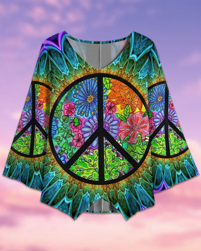 Hippie Colorful Lighting Wonderful Life - V-neck T-shirt - Owls Matrix LTD