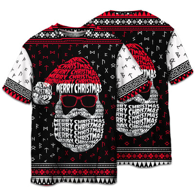 T-shirt / S Christmas Santa Claus Retro Viking Pattern - Pajamas Short Sleeve - Owls Matrix LTD
