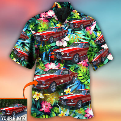 Car Mustang Car Modern Classic Tropical Flower Custom Photo - Hawaiian Shirt - Owls Matrix LTD