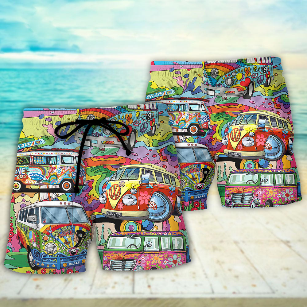 Hippie Van Colorful Art Peace - Beach Short - Owls Matrix LTD