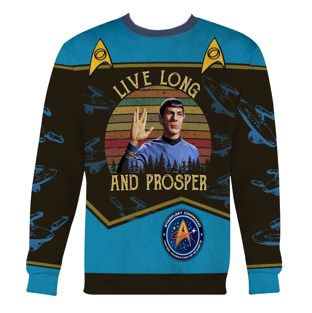 Star Trek Live Long And Prosper Sunset Retro Vintage Cool - Sweater - Ugly Christmas Sweater
