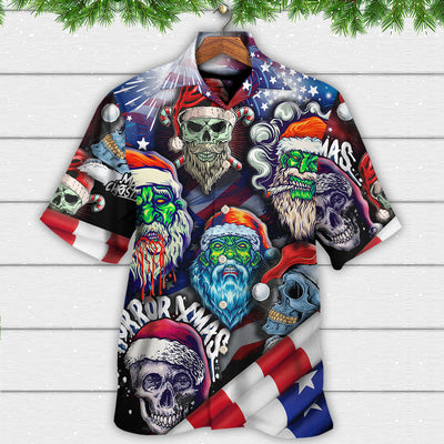 Skull Christmas US Flag Skeleton Art - Hawaiian Shirt - Owls Matrix LTD