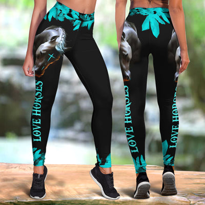 Horse Lover Jesus Neon Art - Legging - Owls Matrix LTD