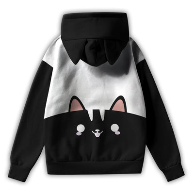 Cat Black And White Style - Ears Hoodie - Owls Matrix LTD