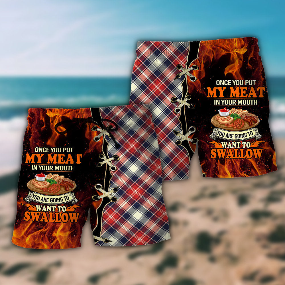 Food Barbecue Grill Once You Put My Meat In Your Mouth - Beach Short - Owls Matrix LTD