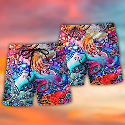 Octopus Colorful Lover Art Style - Beach Short - Owls Matrix LTD