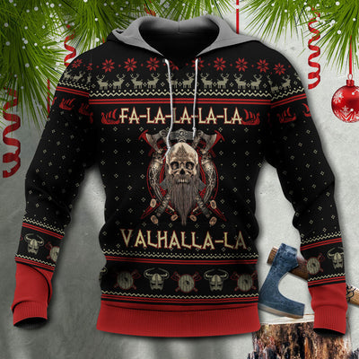 Viking Valhalla Black And Red Fa La La - Hoodie - Owls Matrix LTD