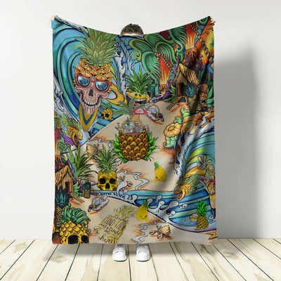 Skull Pineapple Fruit Amazing - Flannel Blanket - Owls Matrix LTD