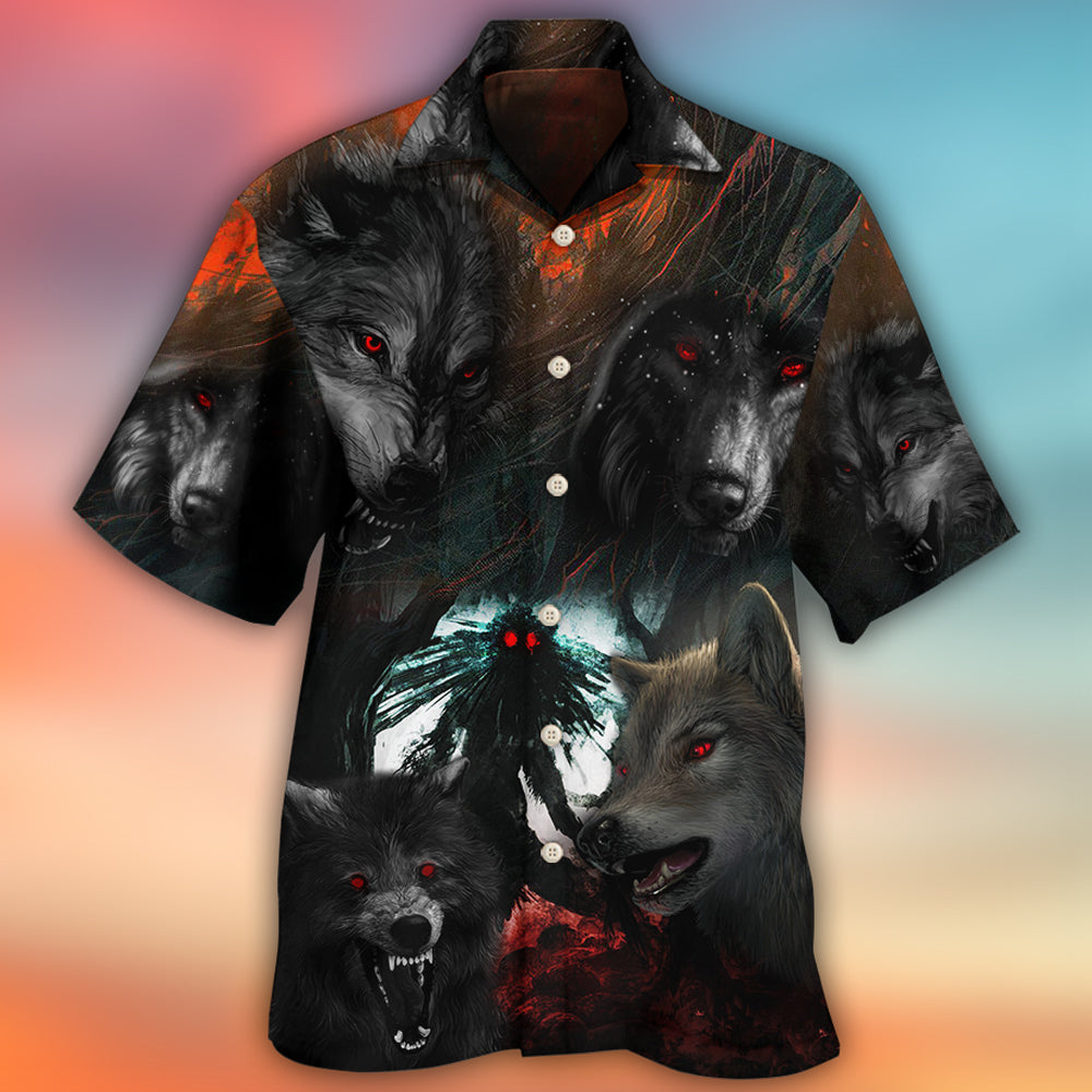 Halloween Black Wolf In The Dark - Hawaiian Shirt - Owls Matrix LTD