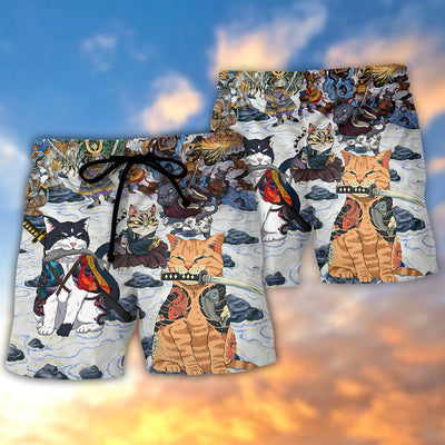 Samurai Cats - A Small Measure of Peace - Beach Short - Owls Matrix LTD