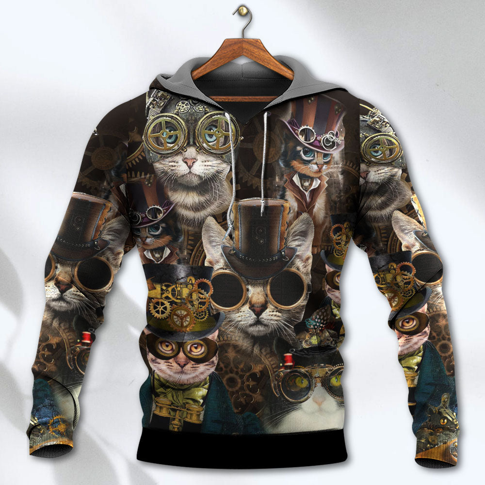 Cat Steampunk Art Machines Lover - Hoodie - Owls Matrix LTD