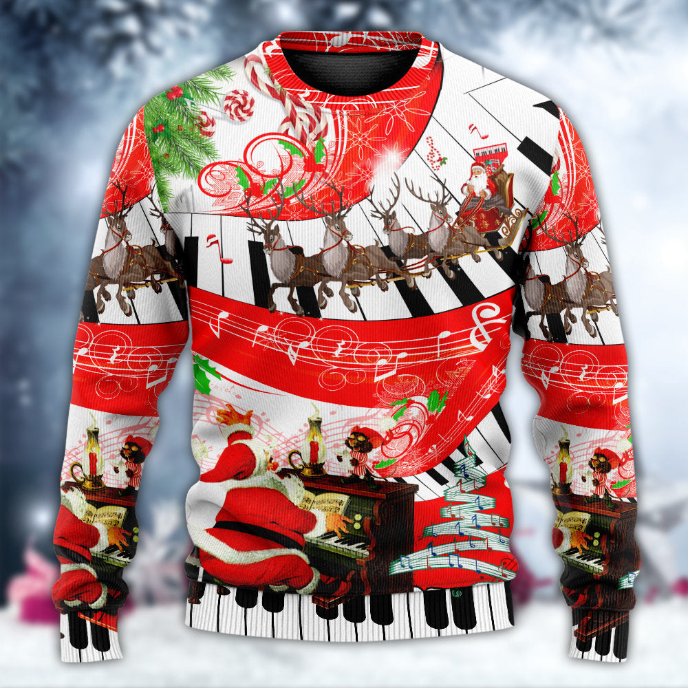Christmas Love Music Happy Life - Sweater - Ugly Christmas Sweaters - Owls Matrix LTD