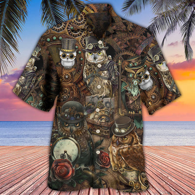 Owl Steampunk Retro Style - Hawaiian Shirt - Owls Matrix LTD