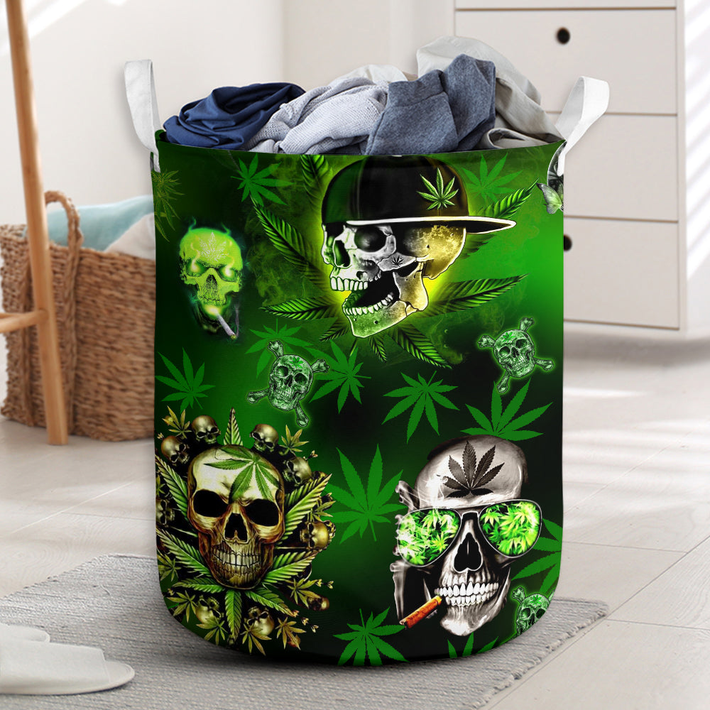 Skull Let's Get High Green - Laundry Basket - Owls Matrix LTD