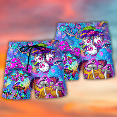 Hippie Mushroom Colorful Cool Style - Beach Short - Owls Matrix LTD