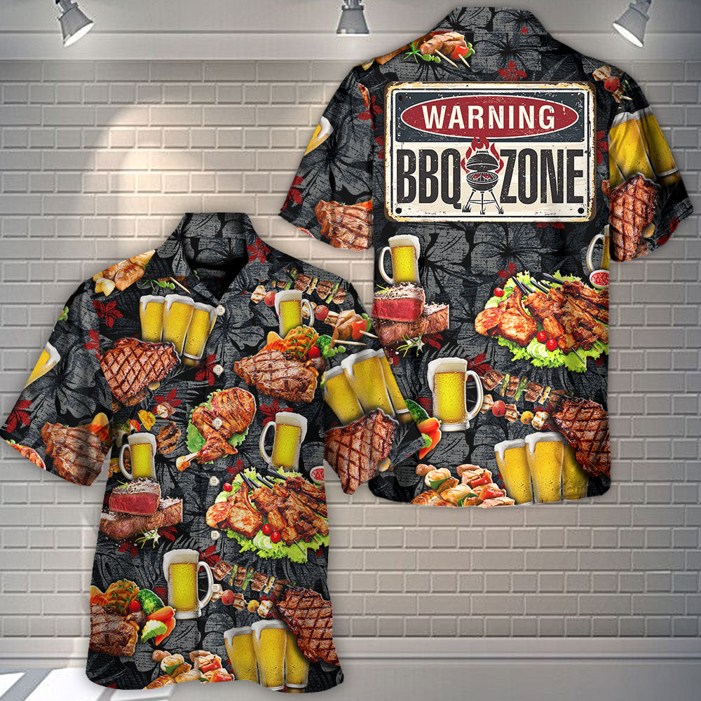 Barbecue Food Meat BBQ Warning BBQ Zone - Hawaiian Shirt