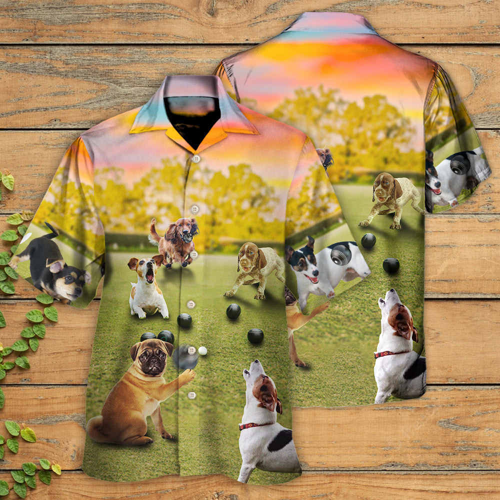 Lawn Bowling Dog Play In Yard - Hawaiian Shirt - Owls Matrix LTD