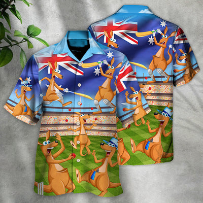 Cricket Kangaroo Play Cricket Funny We Love Cricket - Hawaiian Shirt - Owls Matrix LTD