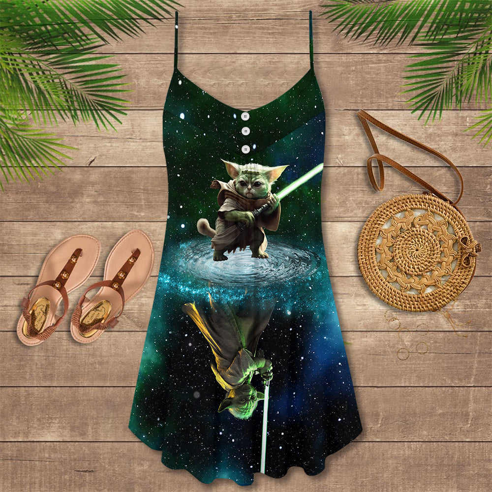 Star Wars Cat Yoda - V-neck Sleeveless Cami Dress