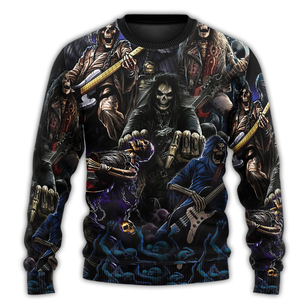Christmas Sweater / S Skull Guitar Cool Dark - Sweater - Ugly Christmas Sweaters - Owls Matrix LTD