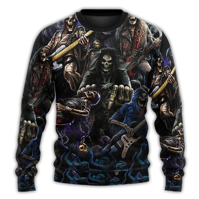 Christmas Sweater / S Skull Guitar Cool Dark - Sweater - Ugly Christmas Sweaters - Owls Matrix LTD