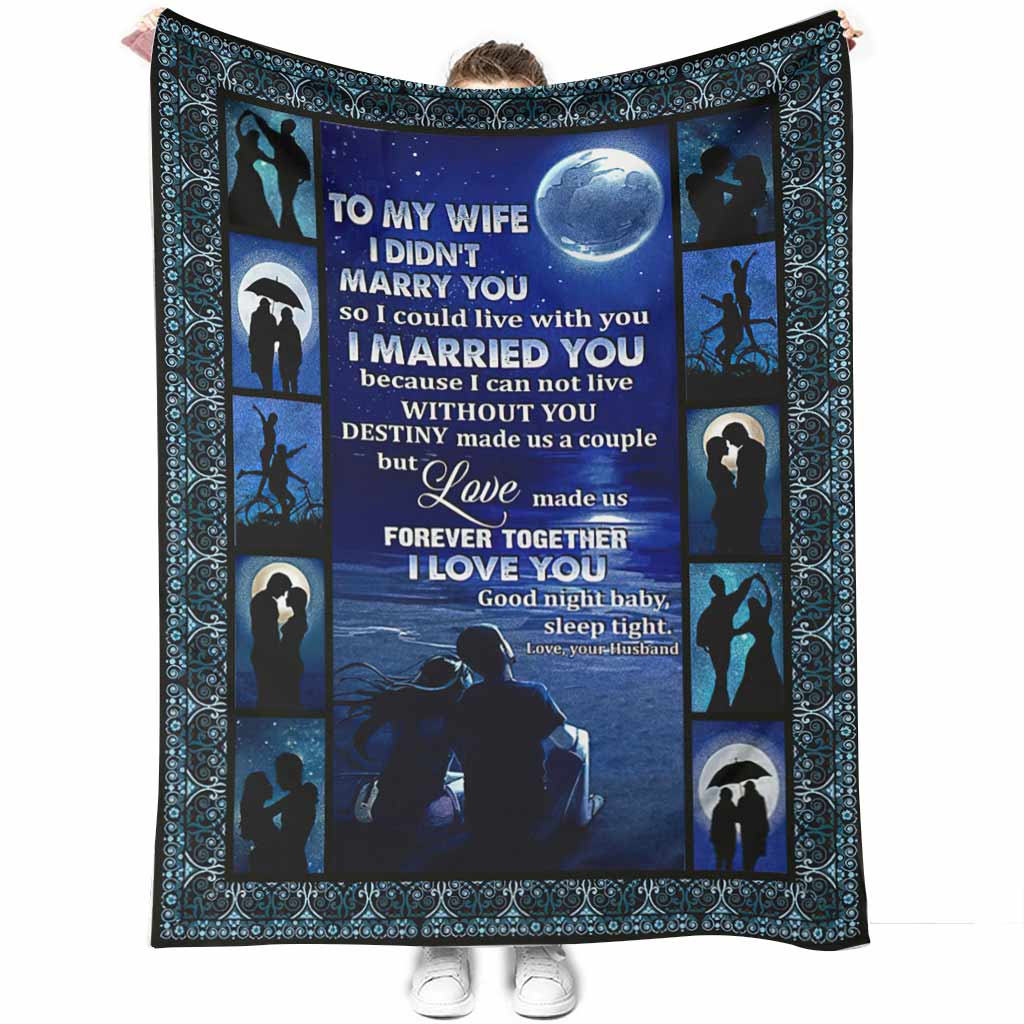 50" x 60" Family To My Wife Husband And Wife - Flannel Blanket - Owls Matrix LTD