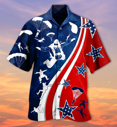 America Parachute Jump Cool - Hawaiian Shirt - Owls Matrix LTD