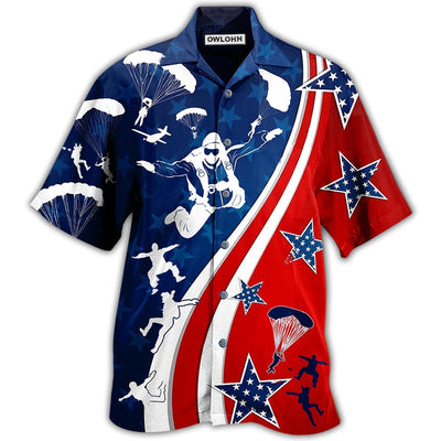 Hawaiian Shirt / Adults / S America Parachute Jump Cool - Hawaiian Shirt - Owls Matrix LTD