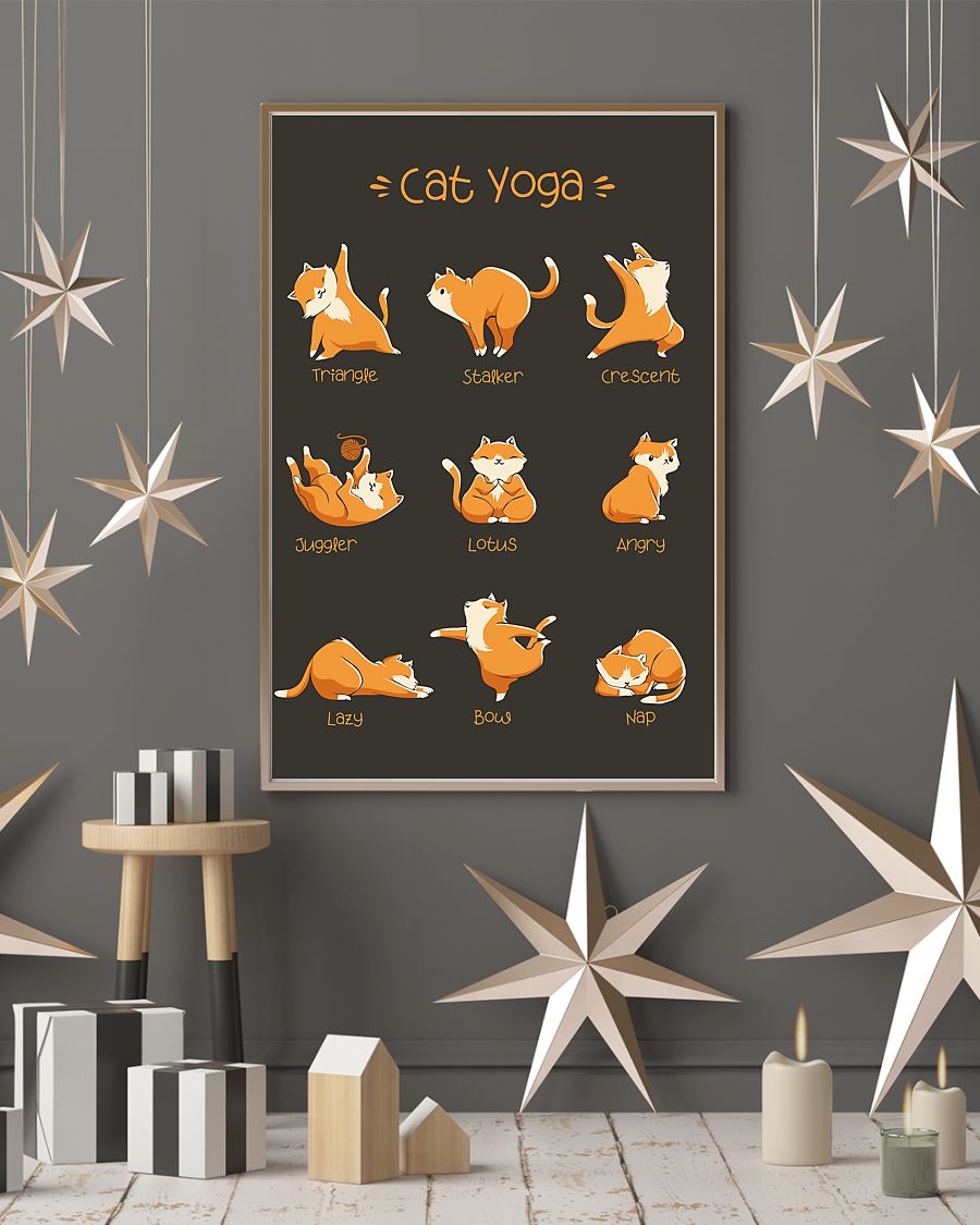 Yoga Life Peace Cat Yoga - Vertical Poster - Owls Matrix LTD