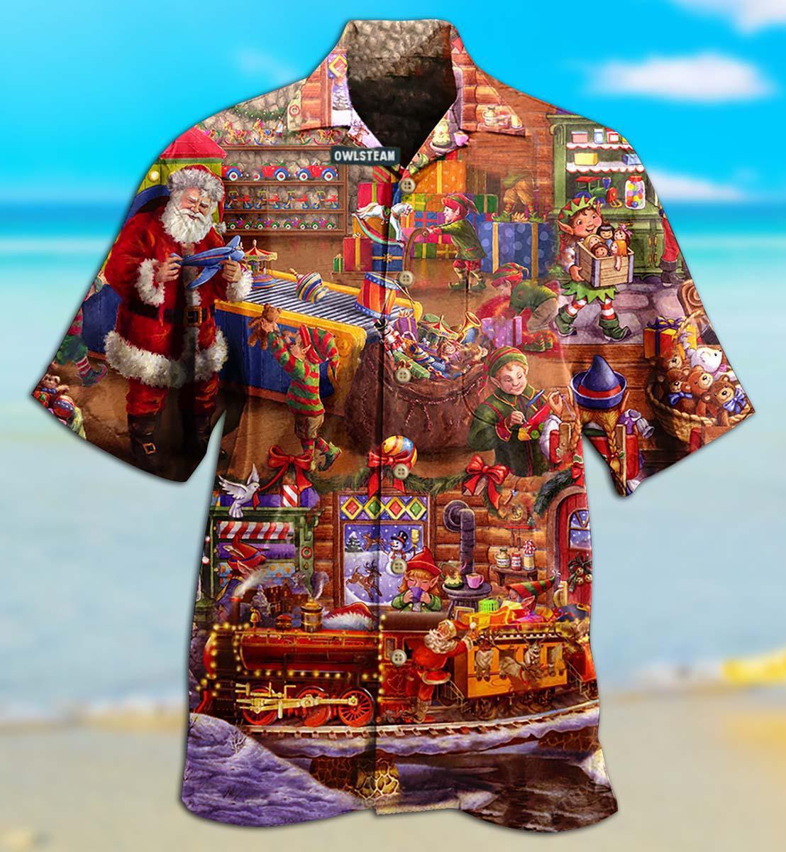 Christmas Santa And Happiness Forever - Hawaiian Shirt - Owls Matrix LTD