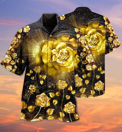 Rose Gold Flowers - Hawaiian Shirt - Owls Matrix LTD