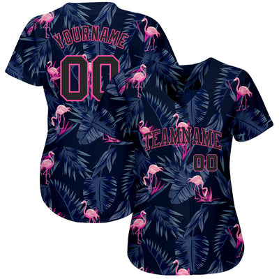 Custom 3D Pattern Design Flamingo Authentic Baseball Jersey - Owls Matrix LTD