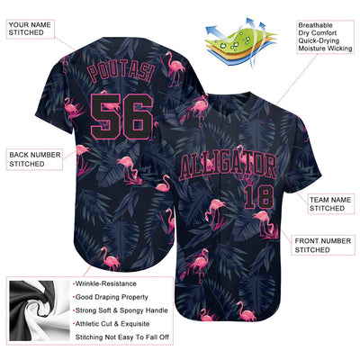 Custom 3D Pattern Design Flamingo Authentic Baseball Jersey - Owls Matrix LTD