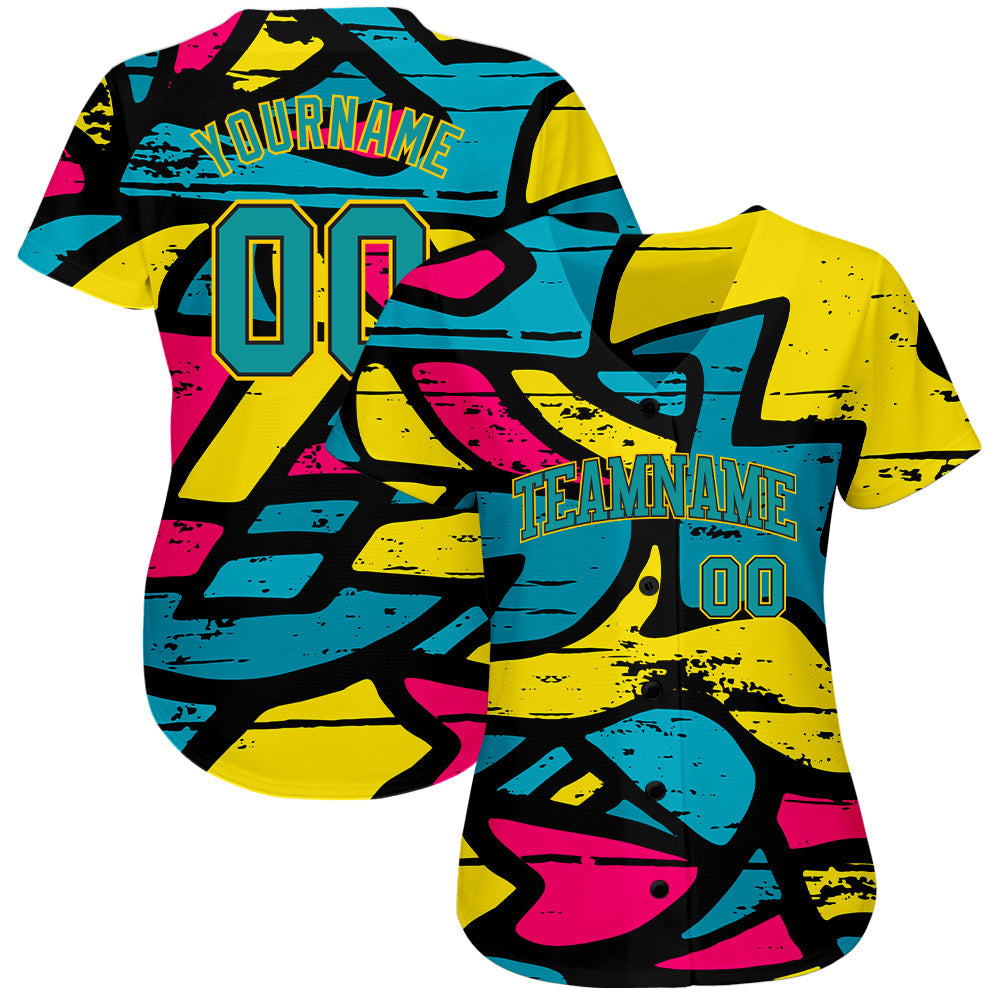 Custom 3D Pattern Design Abstract Graffiti Authentic Baseball Jersey - Owls Matrix LTD