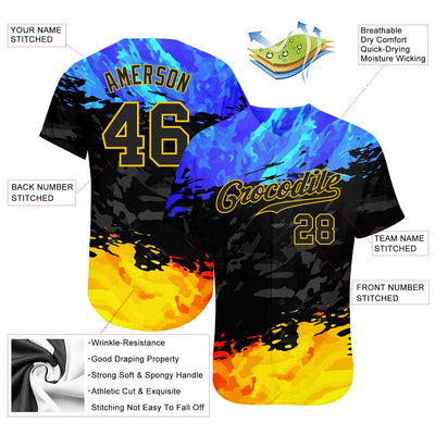 Custom 3D Pattern Design Fade Authentic Baseball Jersey - Owls Matrix LTD