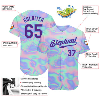 Custom 3D Pattern Design Abstract Trendy Holographic Vaporwave Style Authentic Baseball Jersey - Owls Matrix LTD